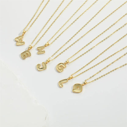 Copper 14K Gold Plated Letter Pendant Necklace