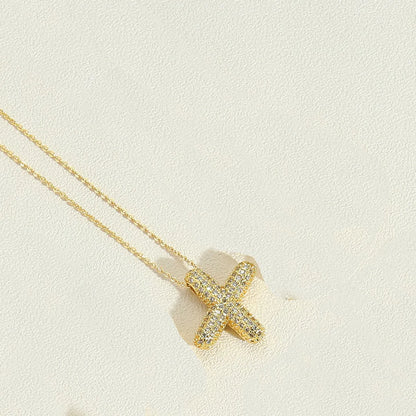 Copper 14K Gold Plated Simple Style Inlay Letter Zircon Pendant Necklace