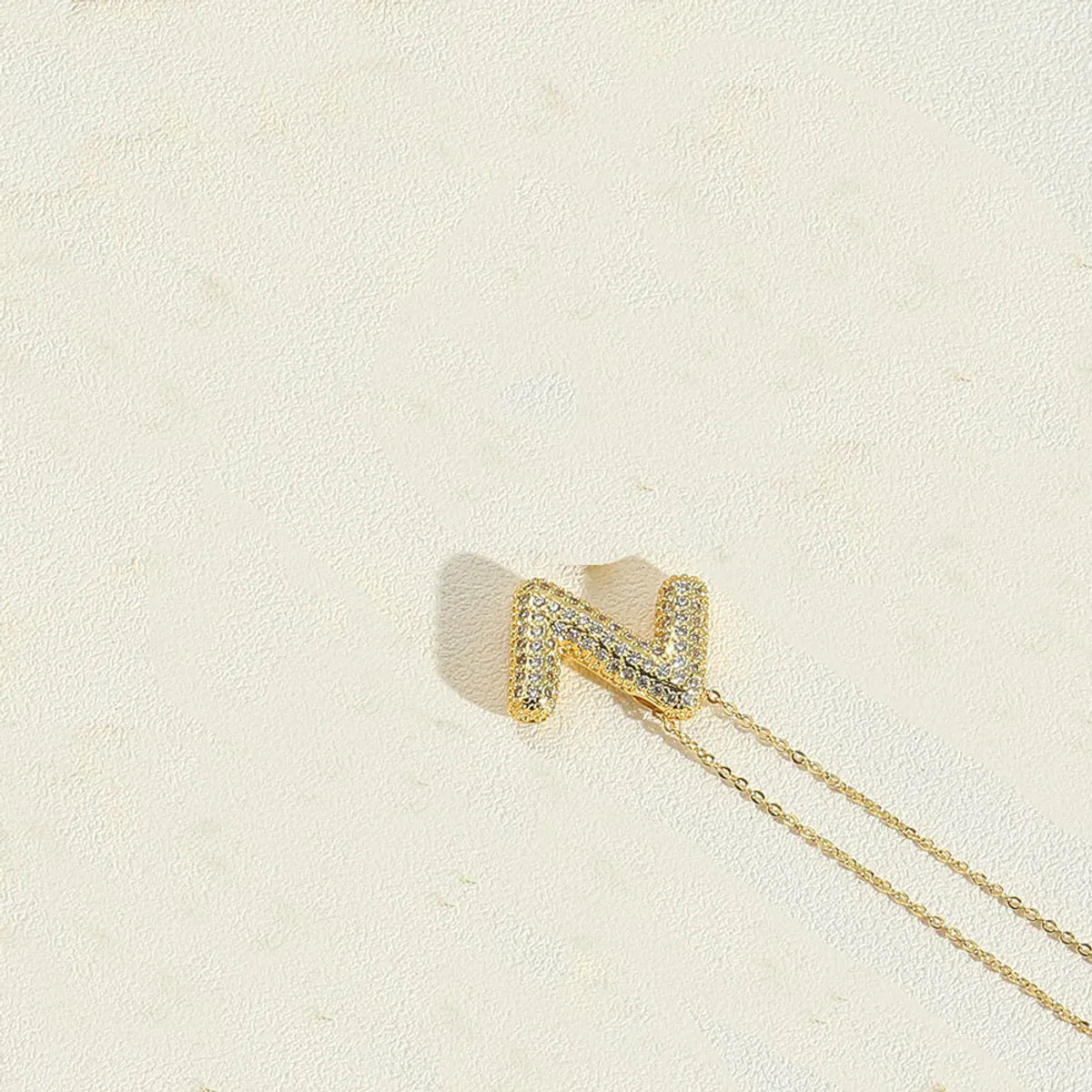 Copper 14K Gold Plated Simple Style Inlay Letter Zircon Pendant Necklace