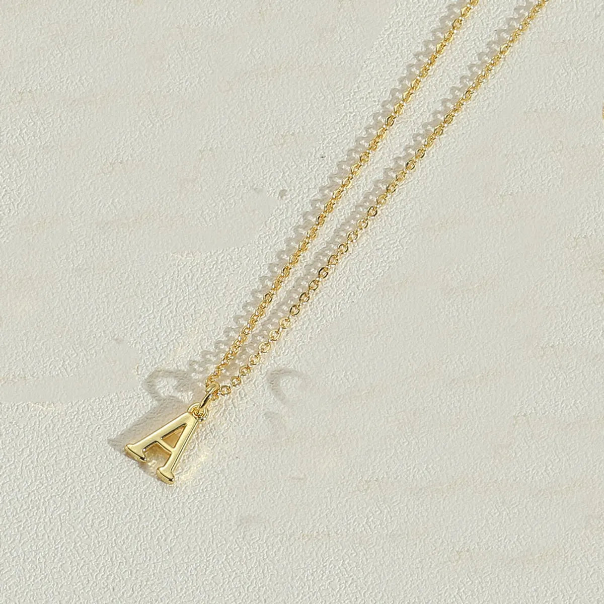 Copper 14K Gold Plated Simple Style Letter Copper Pendant Necklace