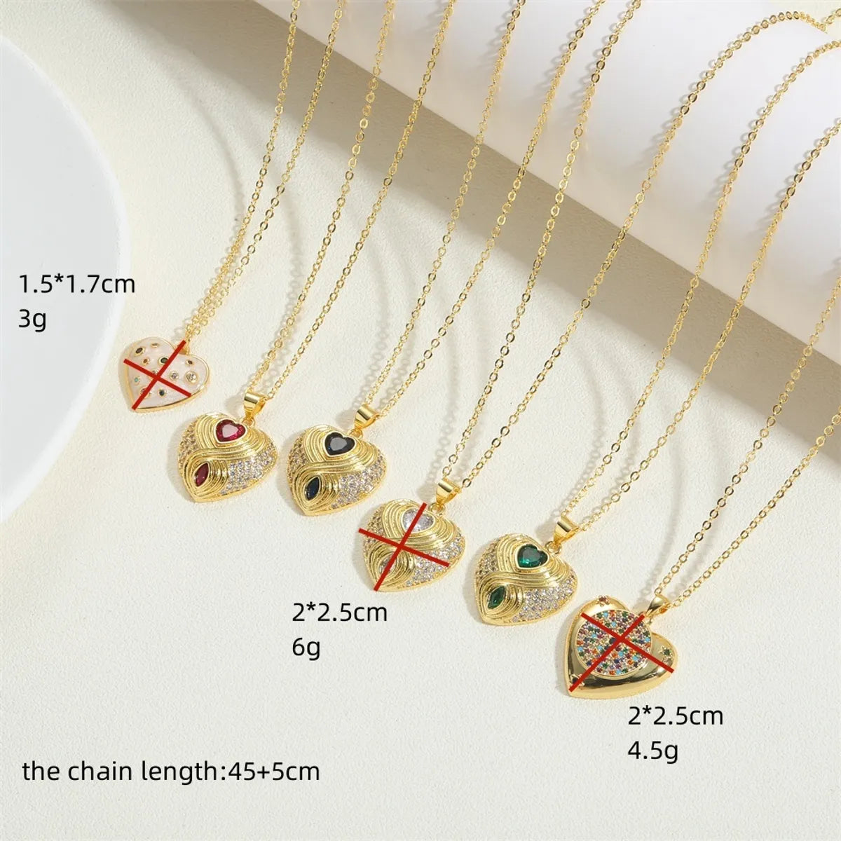 Copper 14K Gold Plated Vintage Style Simple Style Commute Heart Shape Enamel Inlay Zircon Pendant Necklace