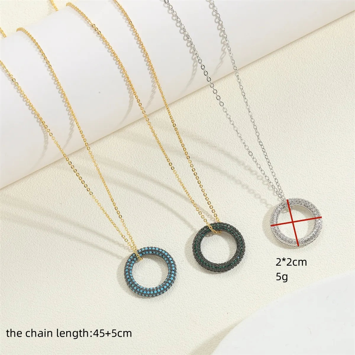 Copper 14K Gold Plated White Gold Plated Simple Style Circle Inlay Zircon Pendant Necklace