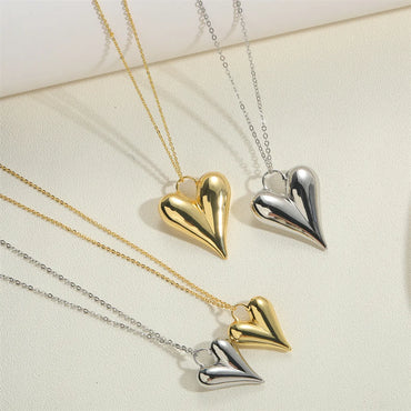 Copper 14K Gold Plated White Gold Plated Vintage Style Heart Shape Pendant Necklace