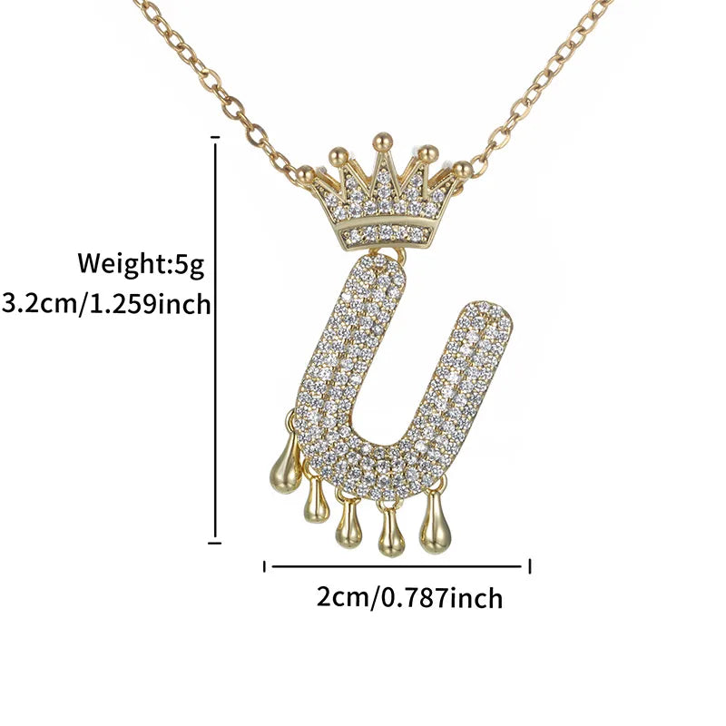 Copper 18K Gold Plated XUPING Simple Style Commute Plating Inlay Letter Rhinestones Pendant Necklace