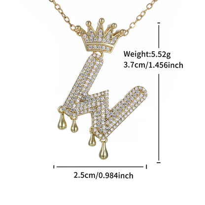 Copper 18K Gold Plated XUPING Simple Style Commute Plating Inlay Letter Rhinestones Pendant Necklace