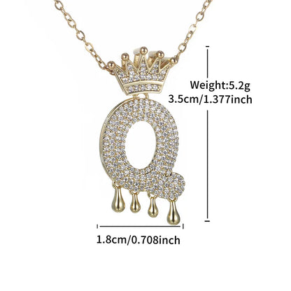 Copper 18K Gold Plated XUPING Simple Style Commute Plating Inlay Letter Rhinestones Pendant Necklace