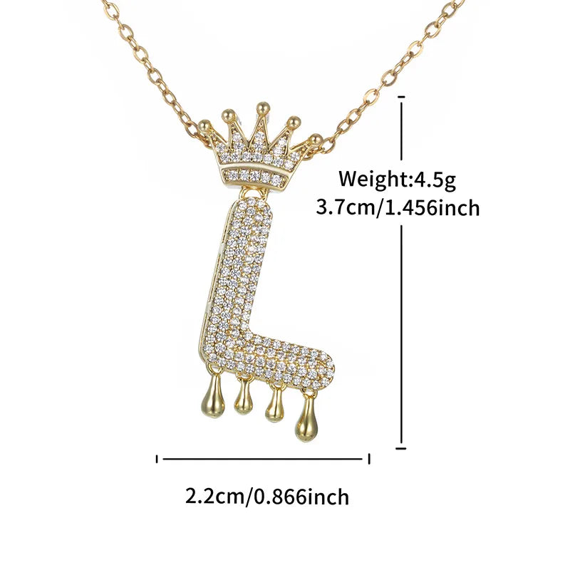 Copper 18K Gold Plated XUPING Simple Style Commute Plating Inlay Letter Rhinestones Pendant Necklace