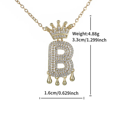 Copper 18K Gold Plated XUPING Simple Style Commute Plating Inlay Letter Rhinestones Pendant Necklace