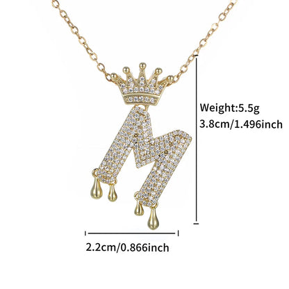 Copper 18K Gold Plated XUPING Simple Style Commute Plating Inlay Letter Rhinestones Pendant Necklace