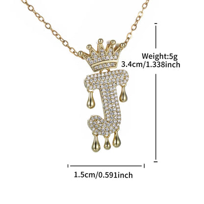 Copper 18K Gold Plated XUPING Simple Style Commute Plating Inlay Letter Rhinestones Pendant Necklace