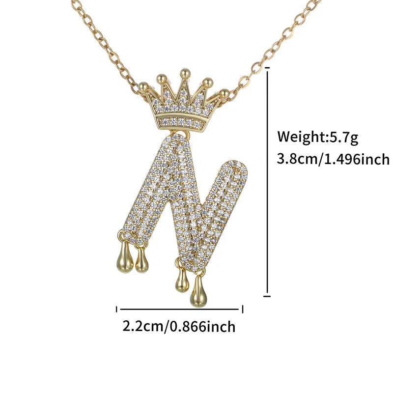 Copper 18K Gold Plated XUPING Simple Style Commute Plating Inlay Letter Rhinestones Pendant Necklace