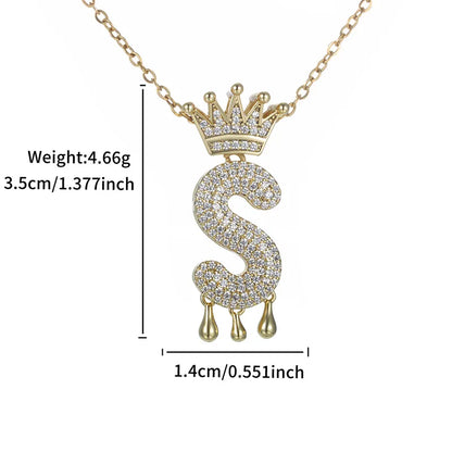 Copper 18K Gold Plated XUPING Simple Style Commute Plating Inlay Letter Rhinestones Pendant Necklace