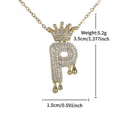 Copper 18K Gold Plated XUPING Simple Style Commute Plating Inlay Letter Rhinestones Pendant Necklace