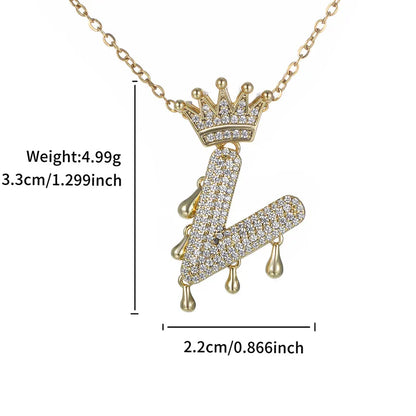 Copper 18K Gold Plated XUPING Simple Style Commute Plating Inlay Letter Rhinestones Pendant Necklace