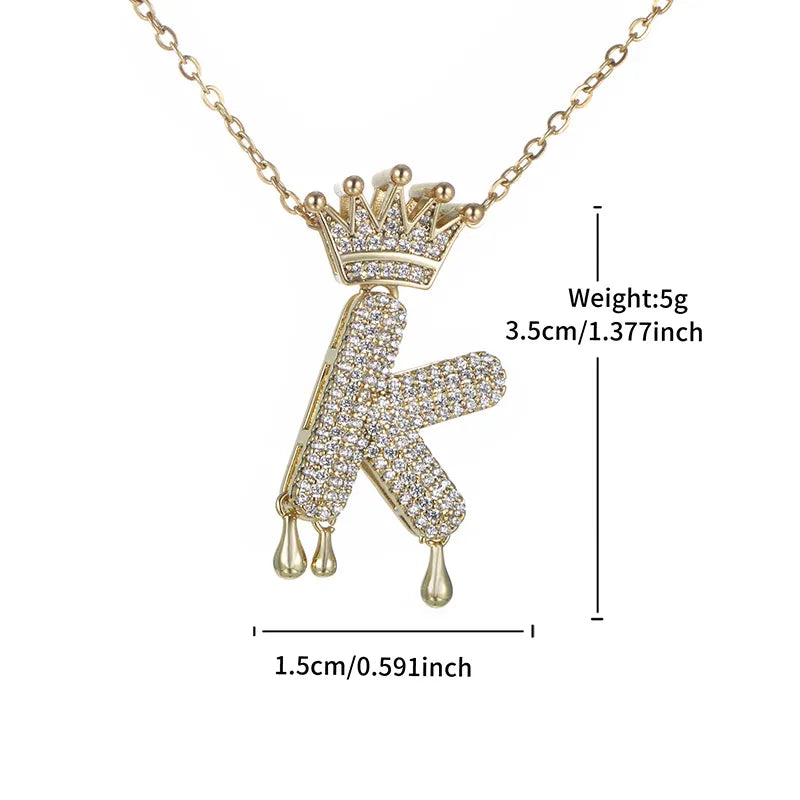 Copper 18K Gold Plated XUPING Simple Style Commute Plating Inlay Letter Rhinestones Pendant Necklace