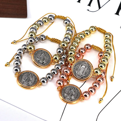 Copper 18K Gold Beaded Round Drawstring Bracelets