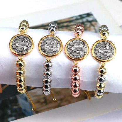 Copper 18K Gold Beaded Round Drawstring Bracelets