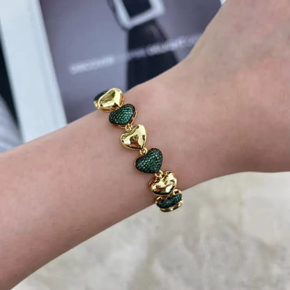 Copper 18K Gold Inlay Heart Shape Bracelets