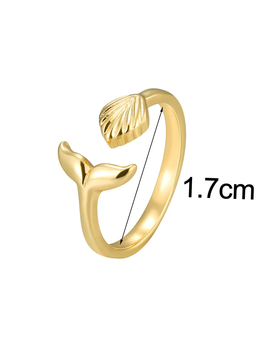 Copper 18K Gold Plated Animal Moon Leaves Open Rings