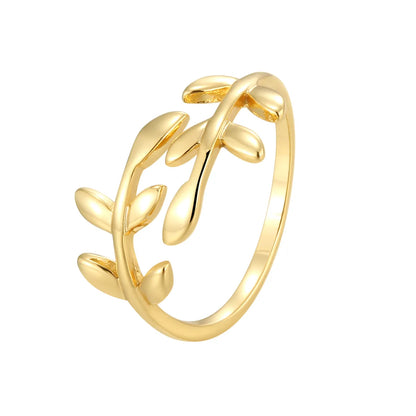 Copper 18K Gold Plated Animal Moon Leaves Open Rings