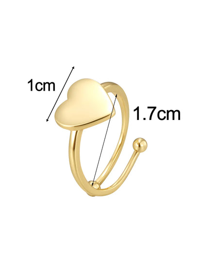 Copper 18K Gold Plated Animal Moon Leaves Open Rings