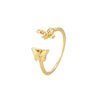 Copper 18K Gold Plated Animal Moon Leaves Open Rings