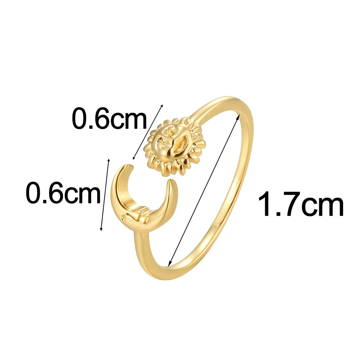 Copper 18K Gold Plated Animal Moon Leaves Open Rings