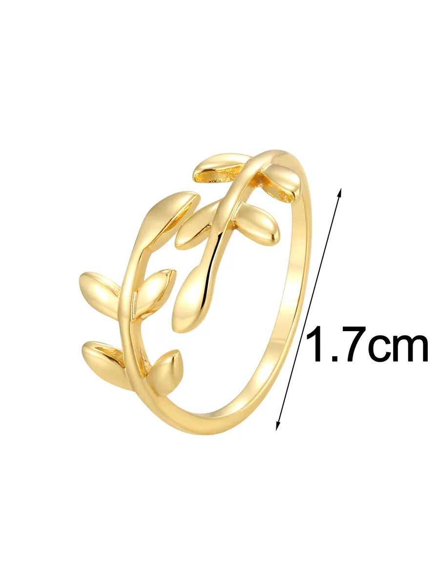 Copper 18K Gold Plated Animal Moon Leaves Open Rings