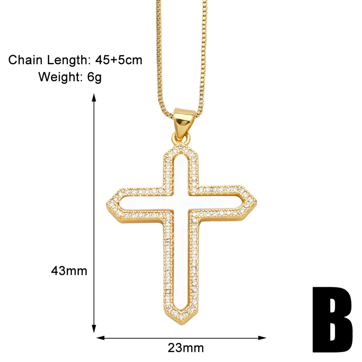 Copper 18K Gold Plated Basic Classic Style Commute Plating Inlay Cross Round Zircon Pendant Necklace