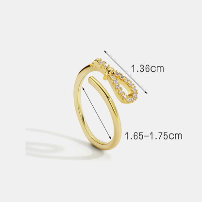 Copper 18K Gold Plated Basic Modern Style Classic Style Inlay Geometric Zircon Open Rings