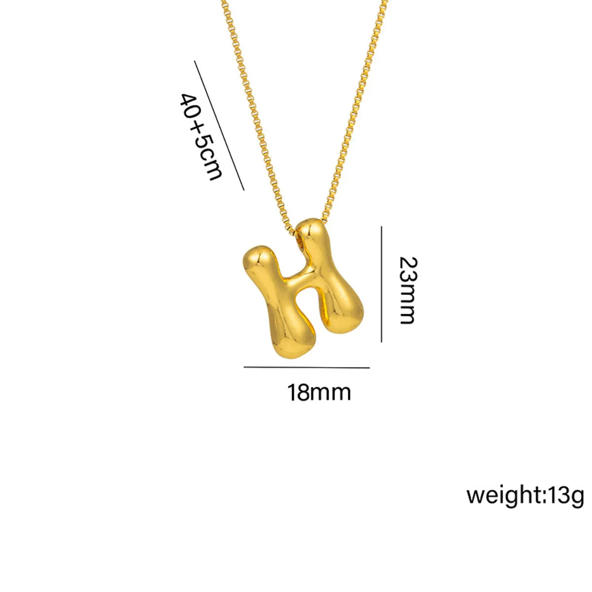 Copper 18K Gold Plated Basic Plating Letter Pendant Necklace