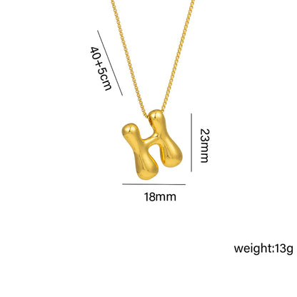 Copper 18K Gold Plated Basic Plating Letter Pendant Necklace