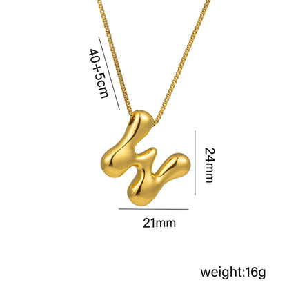 Copper 18K Gold Plated Basic Plating Letter Pendant Necklace