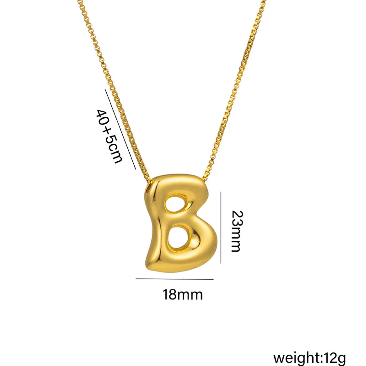 Copper 18K Gold Plated Basic Plating Letter Pendant Necklace