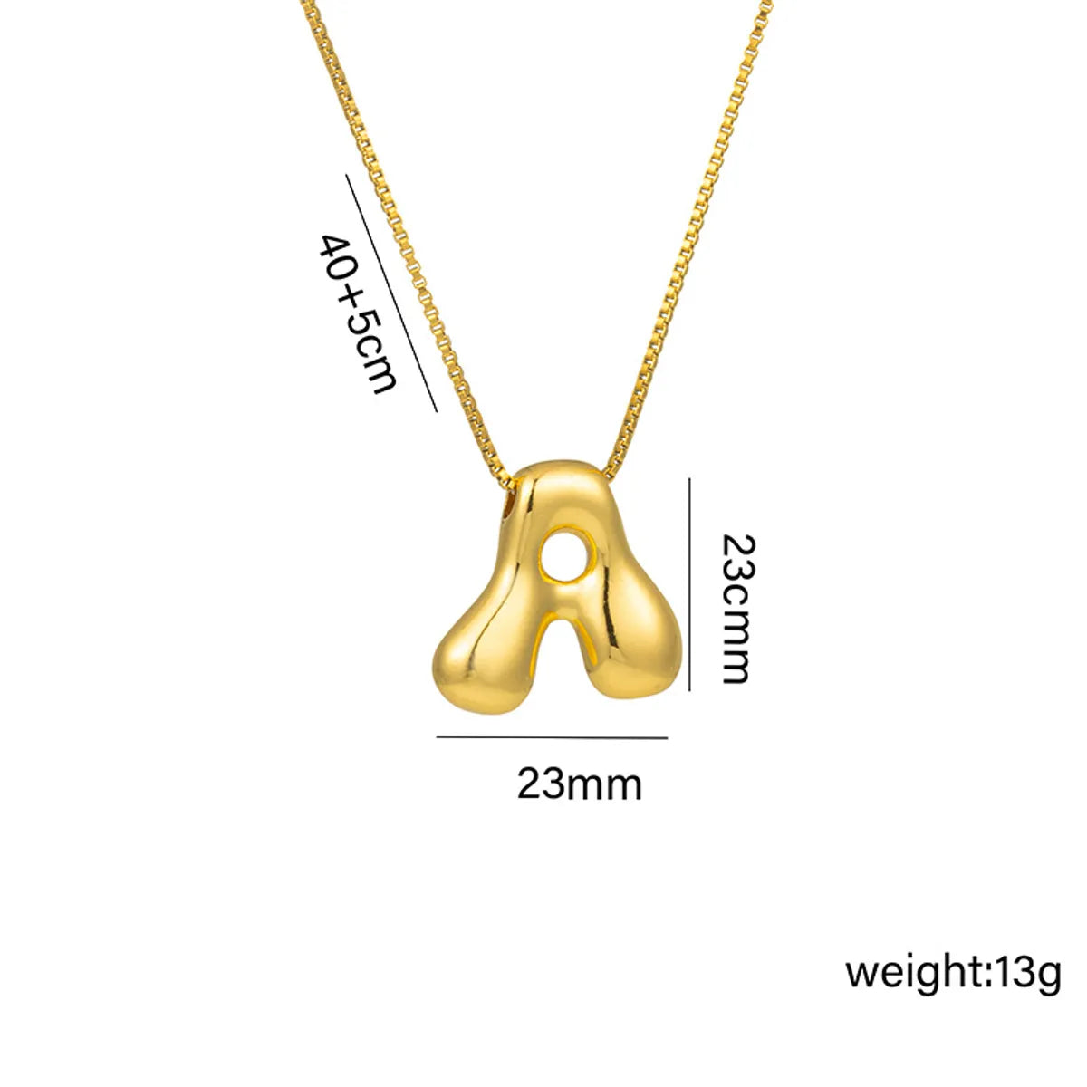 Copper 18K Gold Plated Basic Plating Letter Pendant Necklace