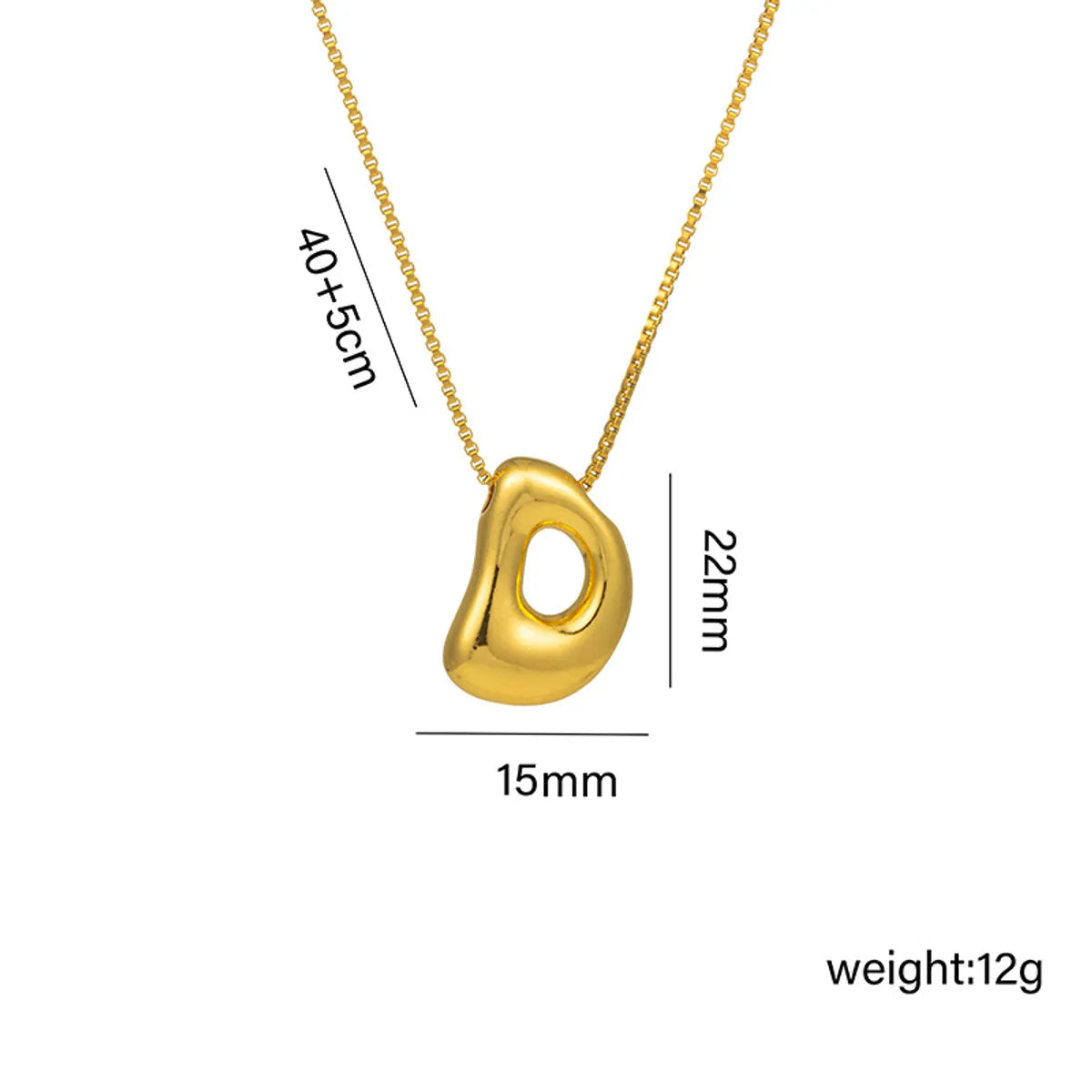 Copper 18K Gold Plated Basic Plating Letter Pendant Necklace