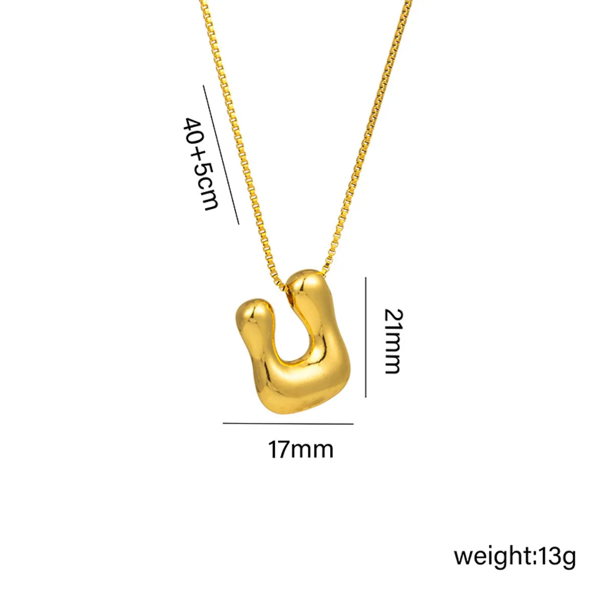 Copper 18K Gold Plated Basic Plating Letter Pendant Necklace