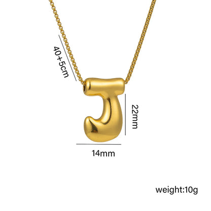 Copper 18K Gold Plated Basic Plating Letter Pendant Necklace