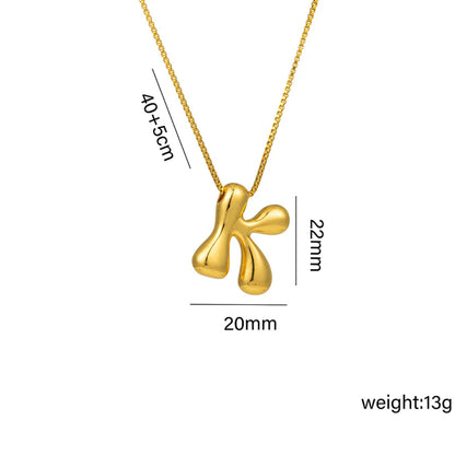 Copper 18K Gold Plated Basic Plating Letter Pendant Necklace