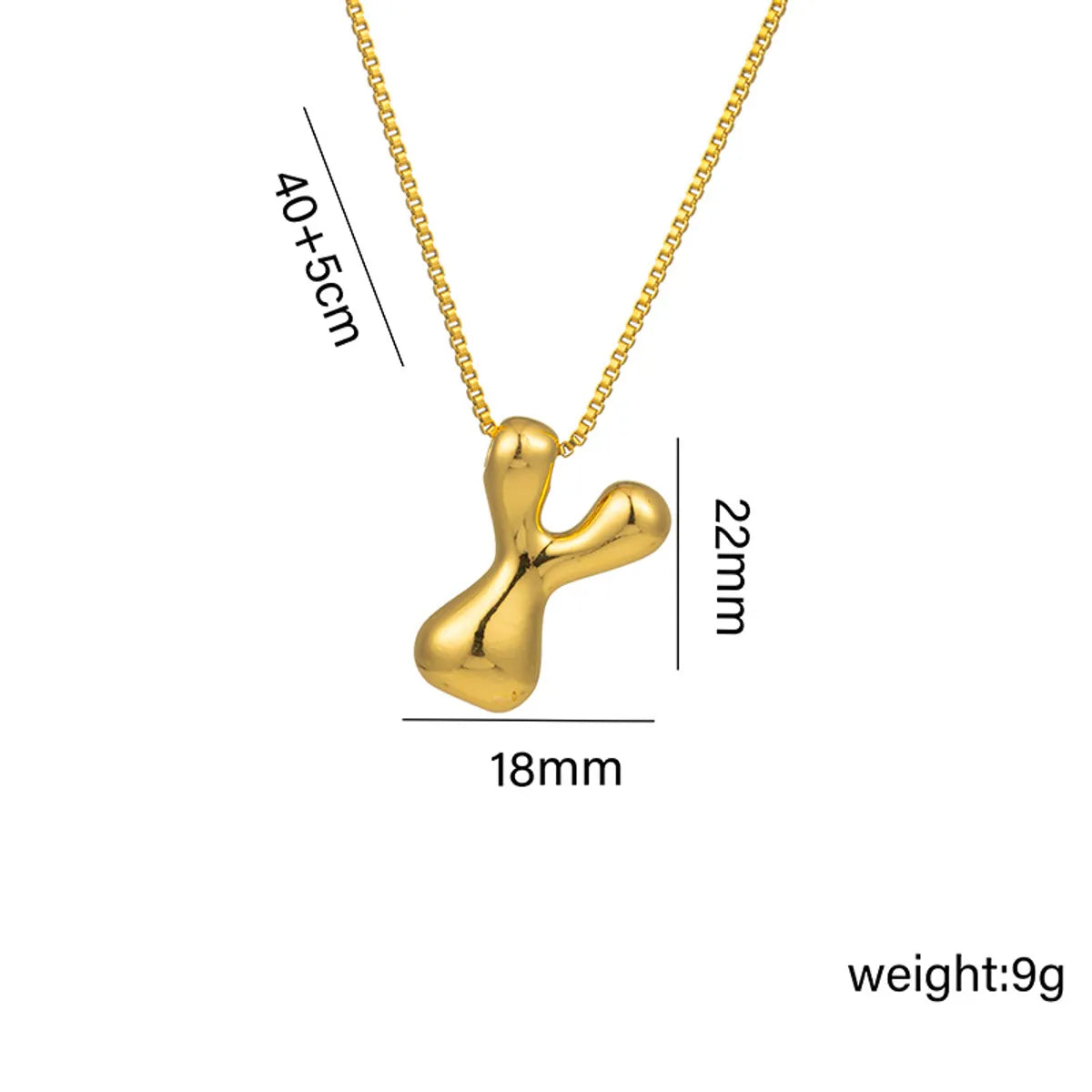 Copper 18K Gold Plated Basic Plating Letter Pendant Necklace