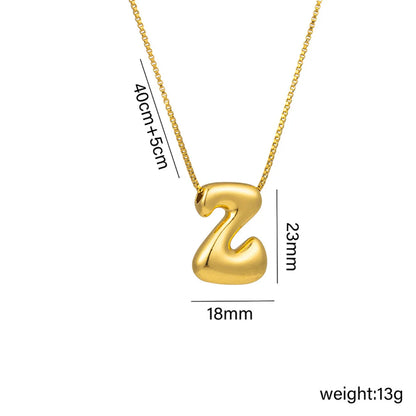 Copper 18K Gold Plated Basic Plating Letter Pendant Necklace