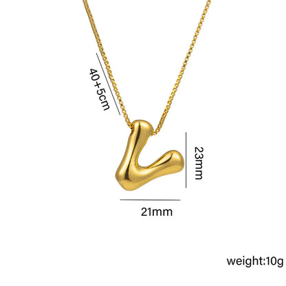 Copper 18K Gold Plated Basic Plating Letter Pendant Necklace