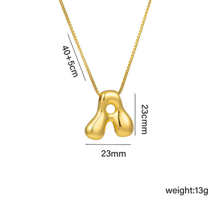 Copper 18K Gold Plated Basic Plating Letter Pendant Necklace