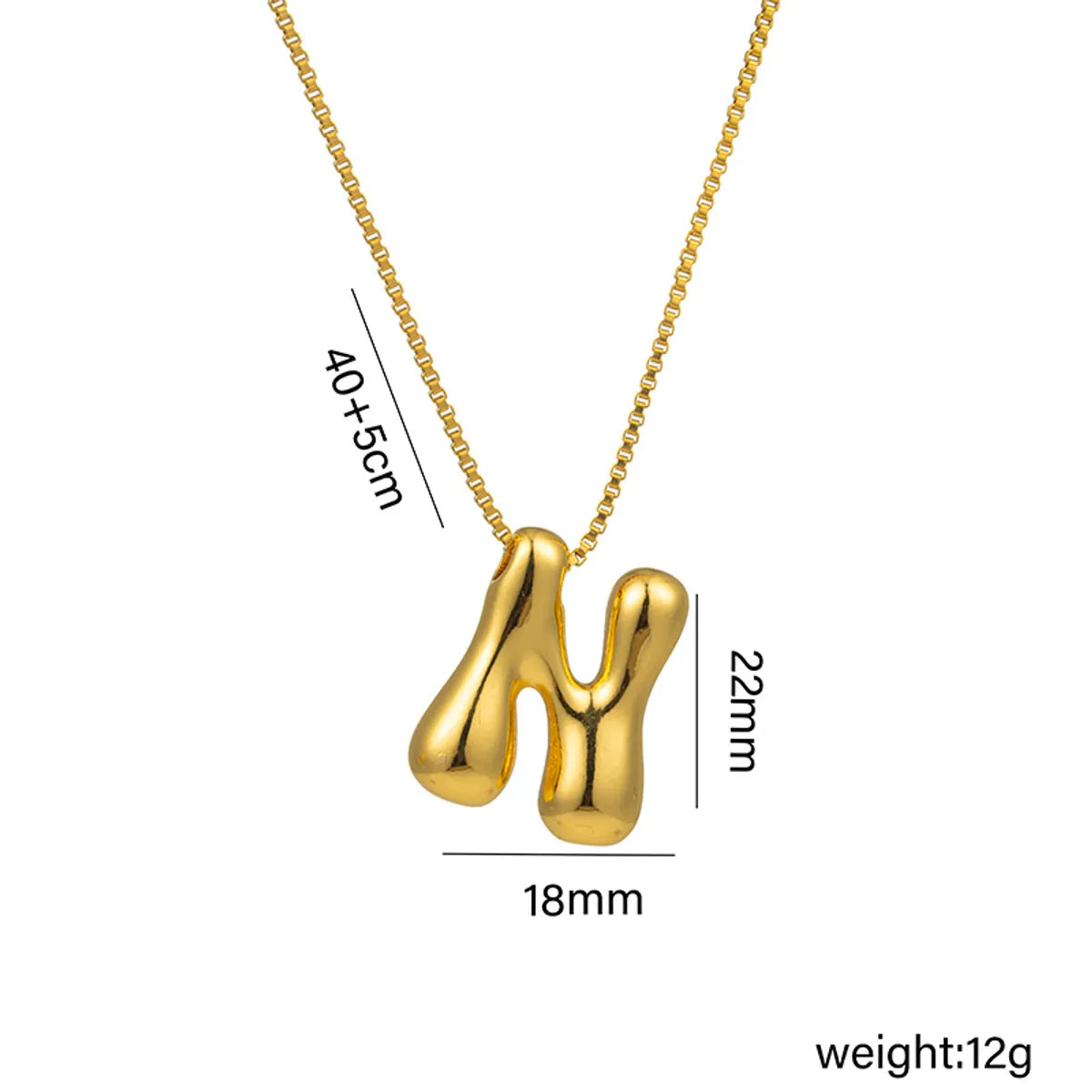 Copper 18K Gold Plated Basic Plating Letter Pendant Necklace