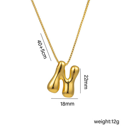 Copper 18K Gold Plated Basic Plating Letter Pendant Necklace