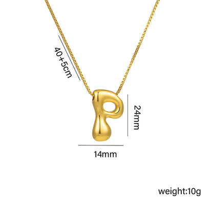 Copper 18K Gold Plated Basic Plating Letter Pendant Necklace