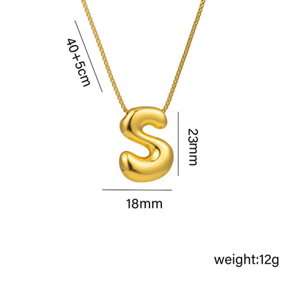 Copper 18K Gold Plated Basic Plating Letter Pendant Necklace