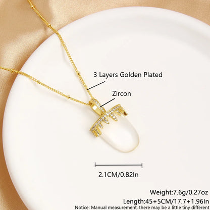 Copper 18K Gold Plated Basic Simple Style Commute Plating Inlay Dog Moon Bottle Zircon Pendant Necklace