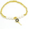 Copper 18K Gold Plated Beaded Enamel Pearl Key Bracelets