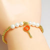 Copper 18K Gold Plated Beaded Enamel Pearl Key Bracelets